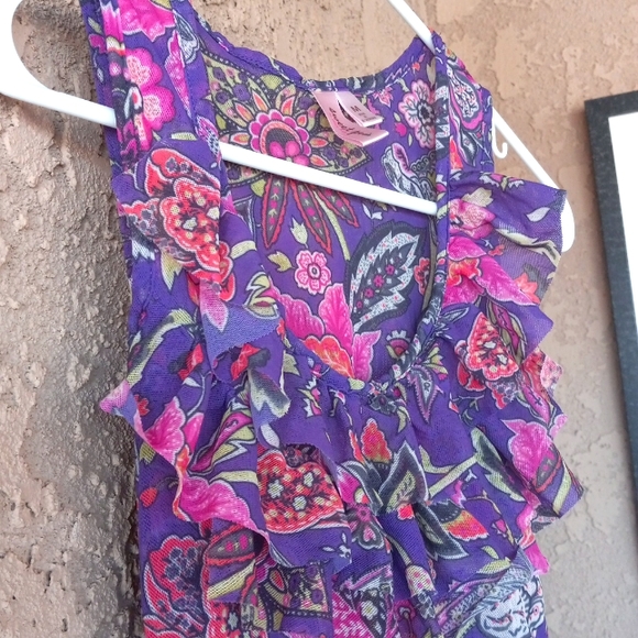 Sweet Peas Staci Frati Mesh Floral Top M - Picture 3 of 4